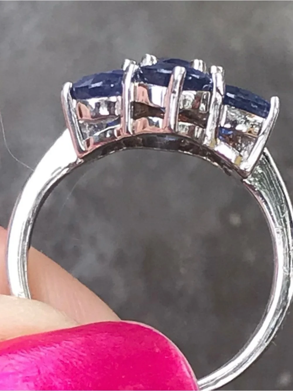 Genuine Blue Sapphire /925 Cluster Ring, sz 6